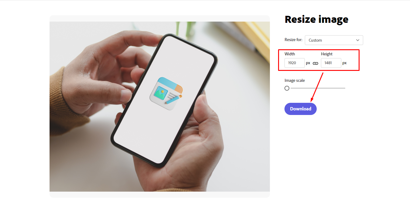Resize image download