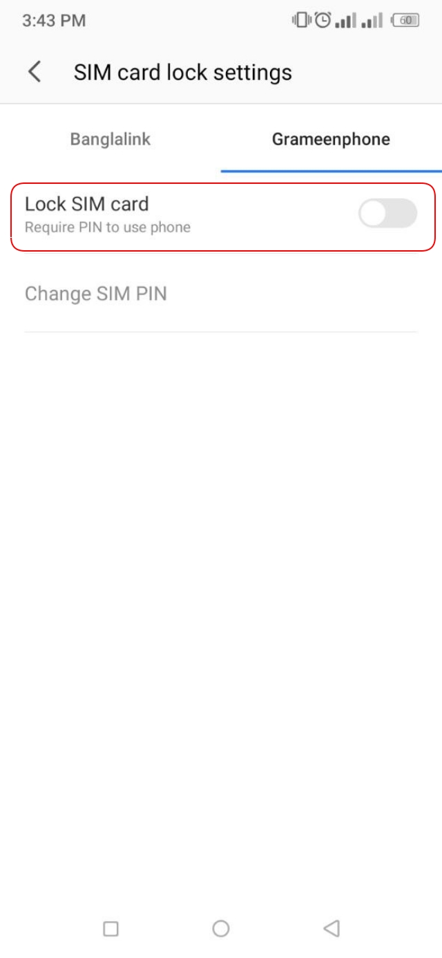 Sim card lock option enable 