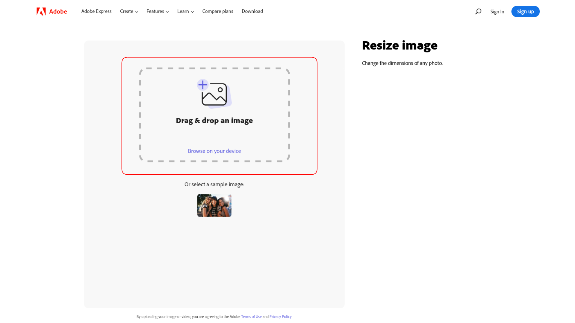 Adove express Photo upload