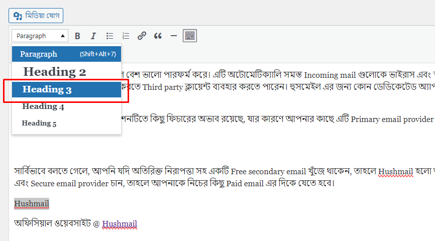 ওয়েবসাইট লিংক H3 হেডিং করুন