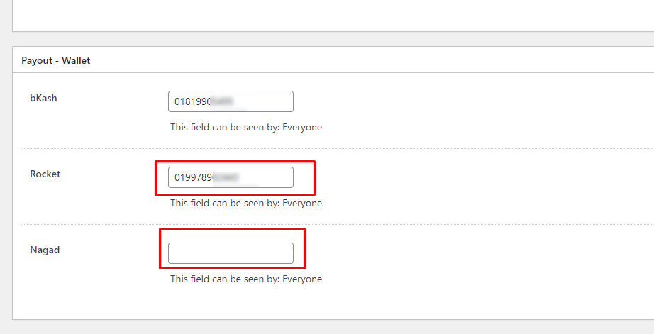 পেমেন্ট রিসিভের জন্য রকেট বা নগদ একাউন্ট দিন