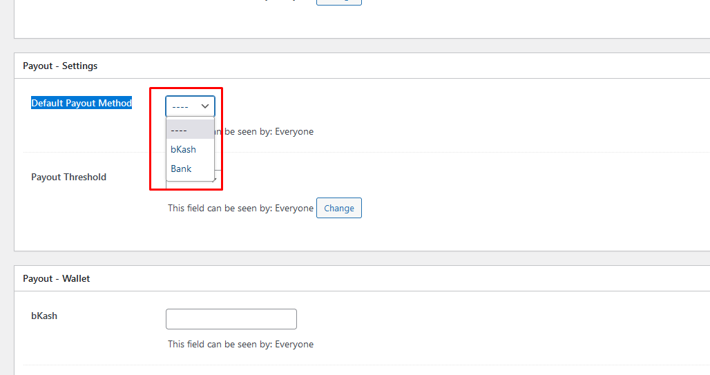 Default Payout Method