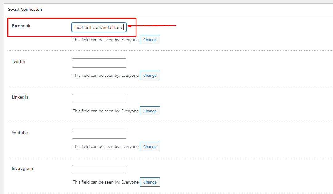 সোশ্যাল প্রোফাইলের লিংক যুক্ত করুন