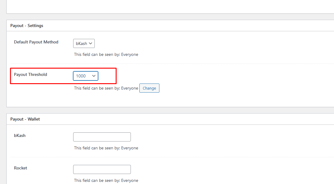 নূন্যতম পেমেন্ট সেটআপ