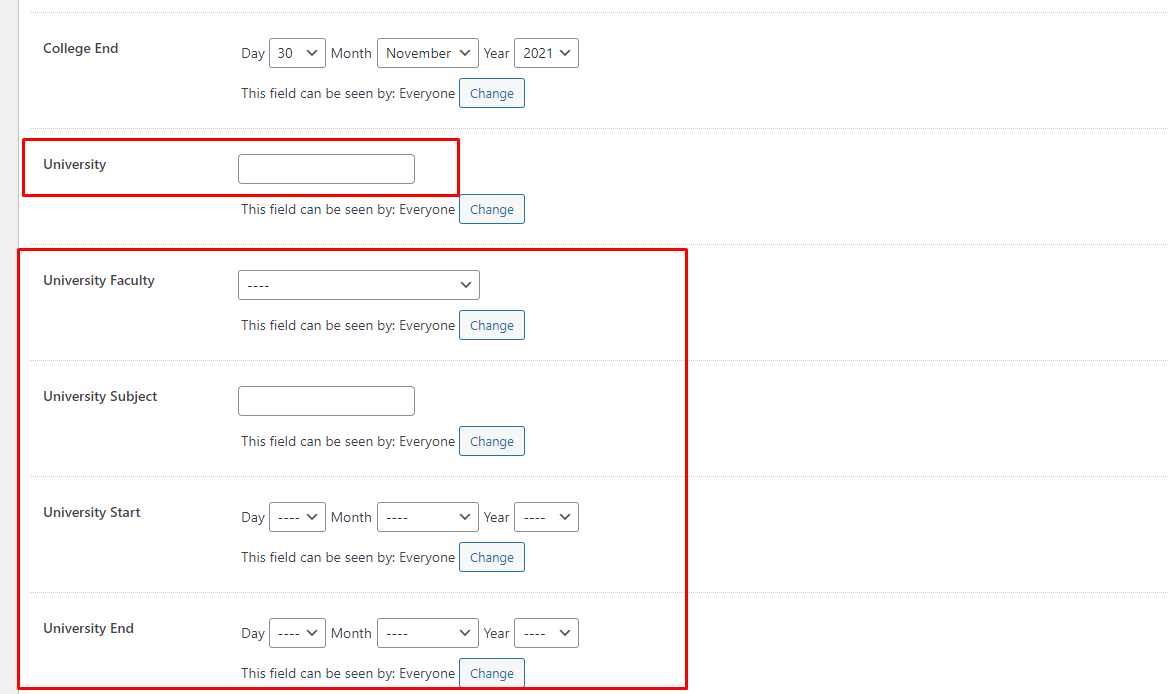 ইউনিভারসিটি ইনফরমেশন যোগ করুন