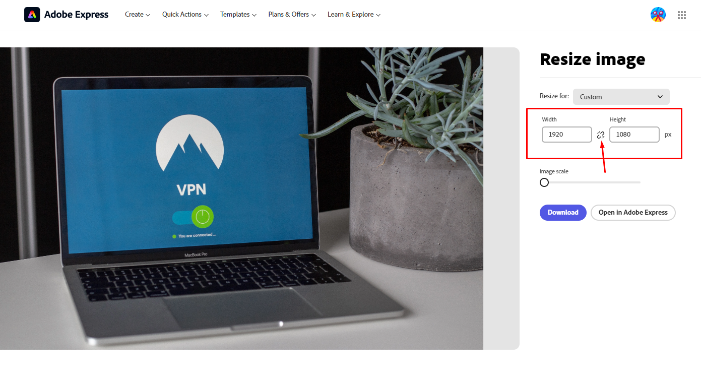 Adobe express এ ইমেজ রিসাইজ সিলেক্ট