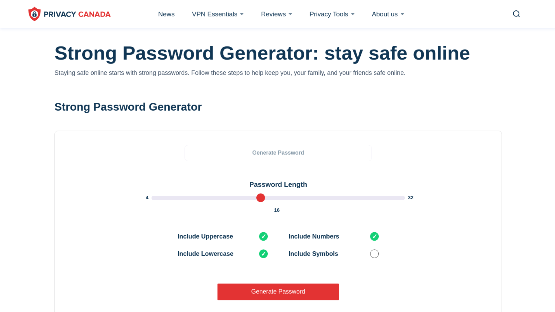 Privacy Canada এর মাধ্যমে শক্তিশালী পাসওয়ার্ড তৈরি