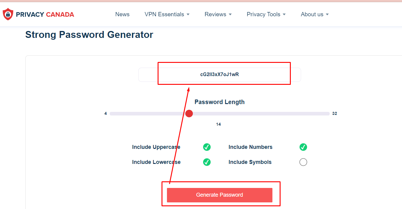 Privacy canada দিয়ে স্ট্রং পাসওয়ার্ড তৈরি 