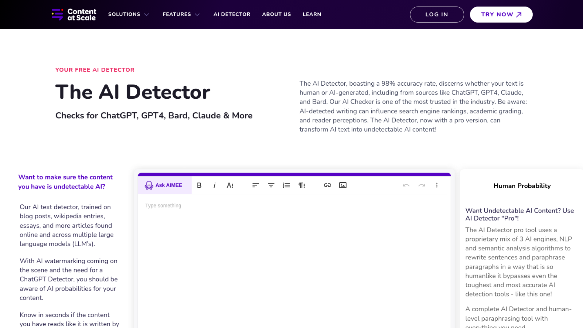 Content at Scale: ChatGPT, GPT-4, Bard, এবং Claude দ্বারা লেখা কনটেন্ট ডিটেক্ট করার টুল