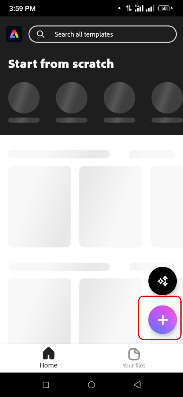 Adobe Express মোবাইল App এ ছবি যোগ করার বাটন