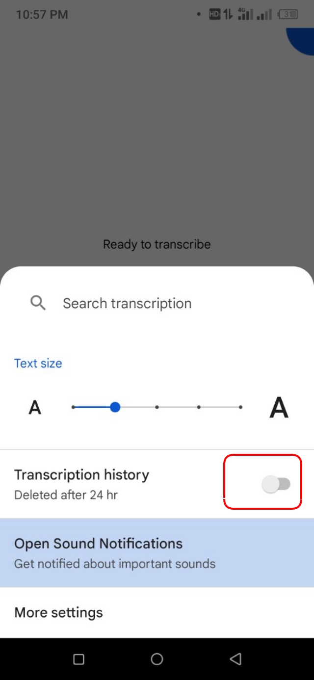 Transcription History সেভ