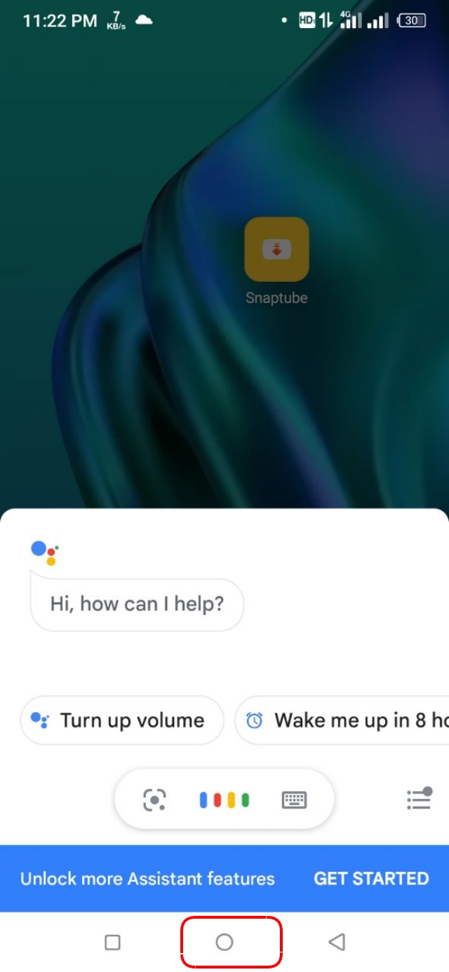 অ্যান্ড্রয়েড মোবাইলের নেভিগেশন বার থেকে হোম বাটনে দীর্ঘক্ষণ প্রেস করে Google Assistant ওপেন
