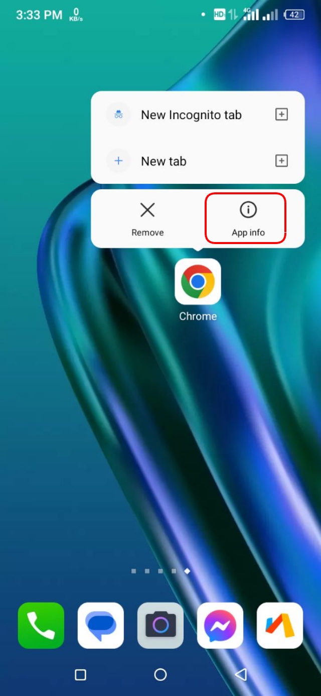 (‌i‌‌) অপশনে ক্লিক করে App info তে চলে যান