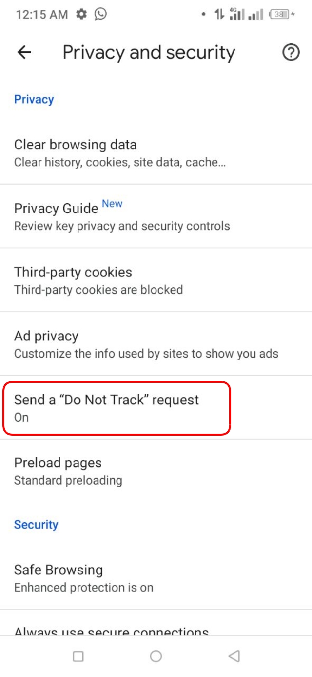 Do Not Track চালু