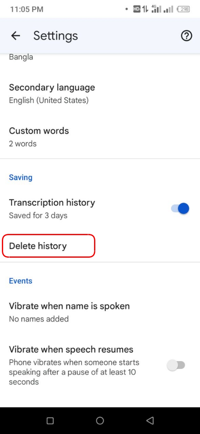 Delete History