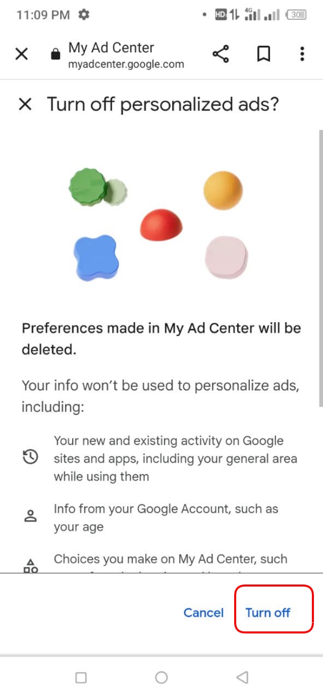 Personalized ads দেখা বন্ধ করুন