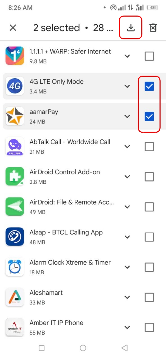 আনইন্সটল করা অ্যাপ রিকভার করার অপশন
