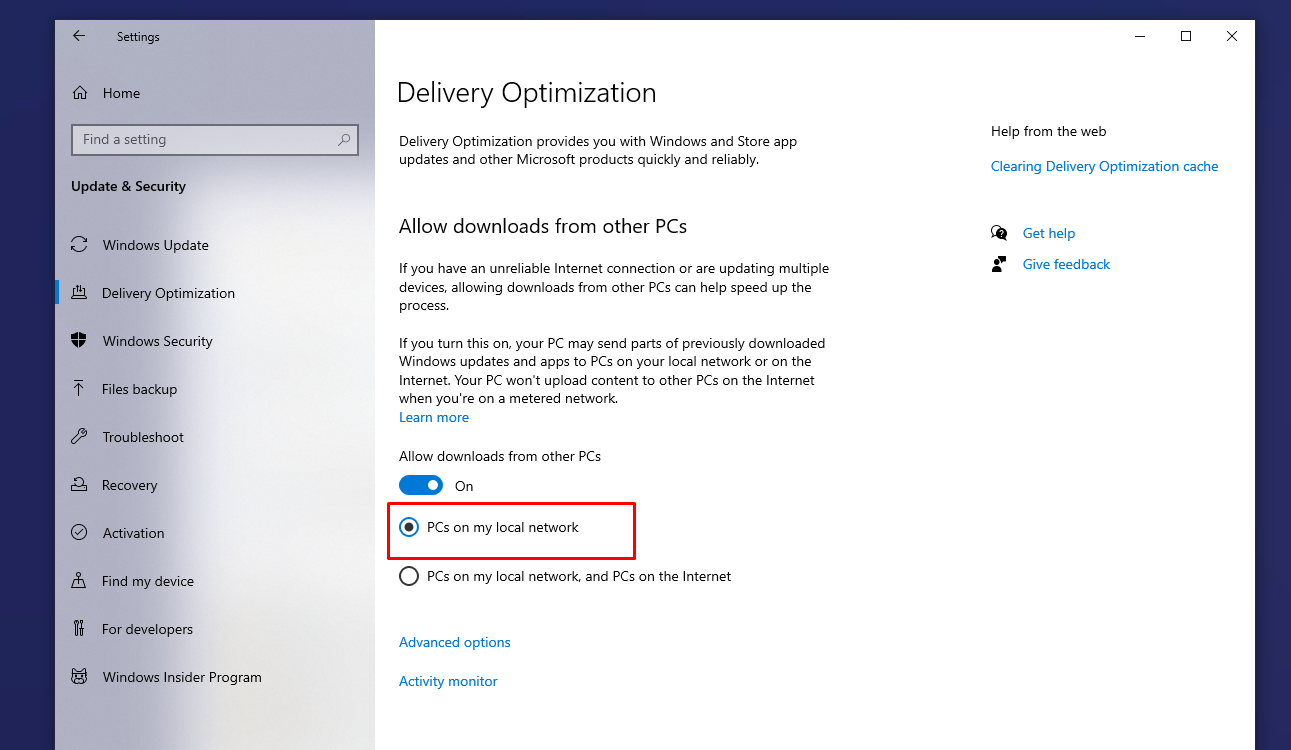 PCs on my local network অপশনটি সিলেক্ট