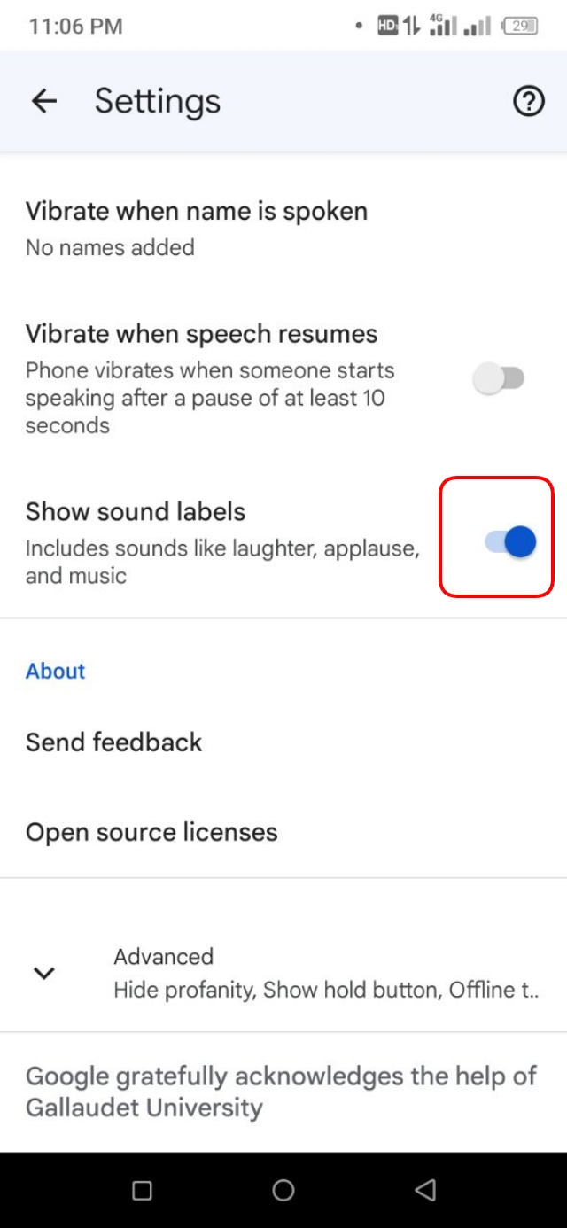 Vibrate when speech resumes after pause