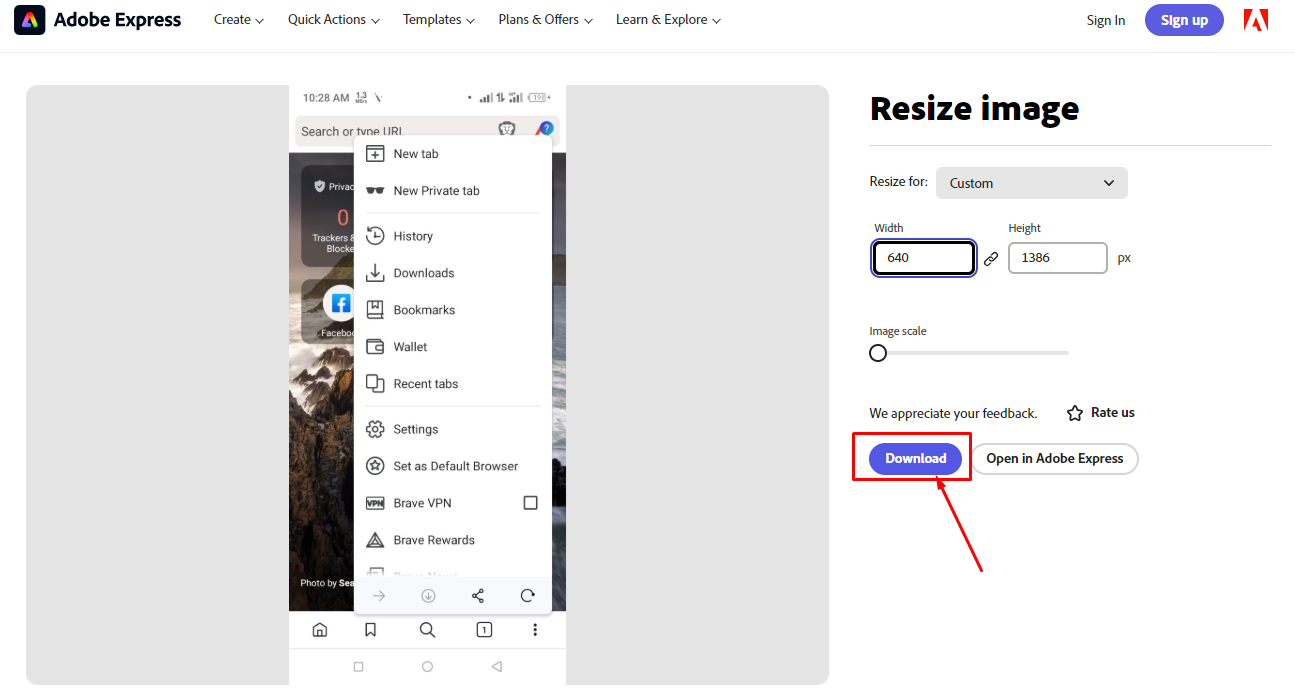 রিসাইজ করা ইমেইজ ডাউলোড
