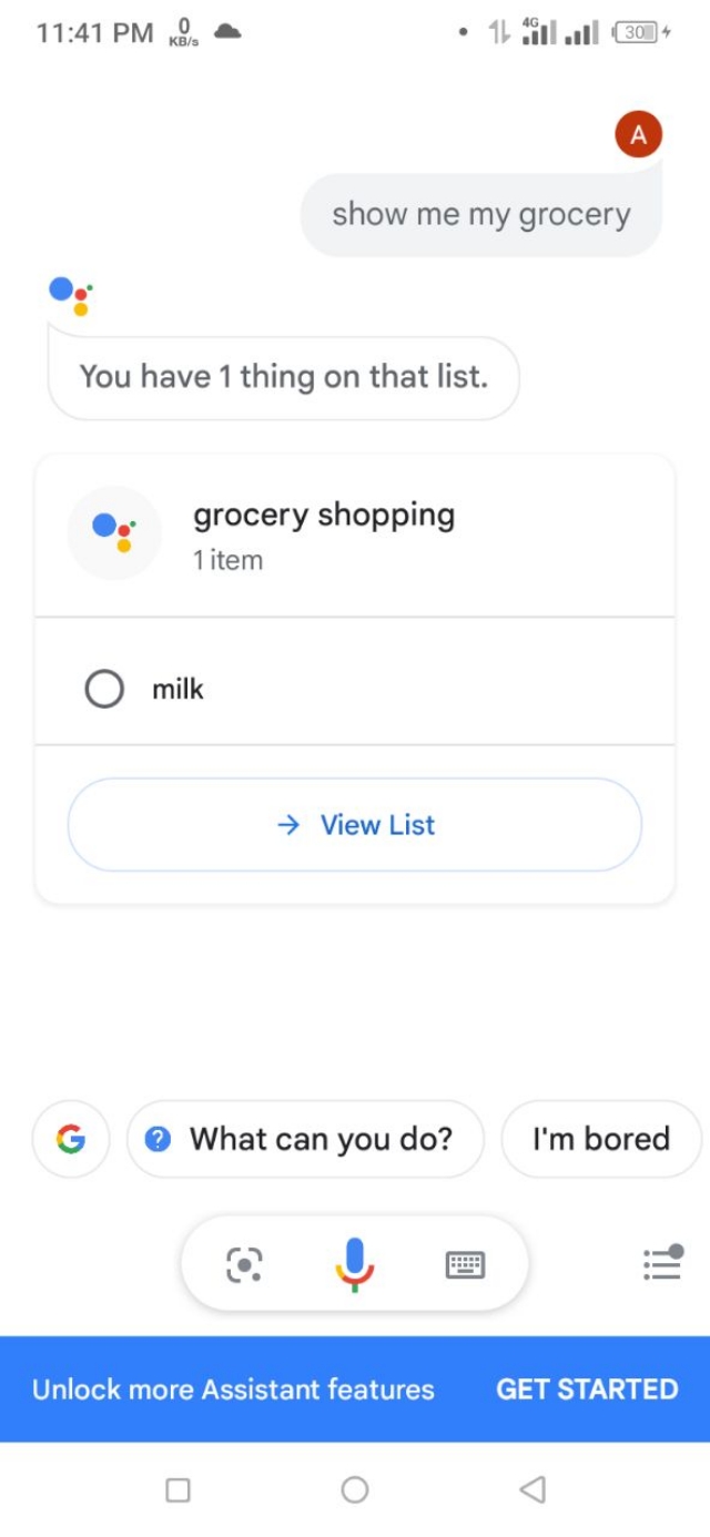 শপিং লিস্ট লিস্টের আইটেম গুলো দেখার জন্য গুগল এসিস্ট্যান্ট কে কমান্ড