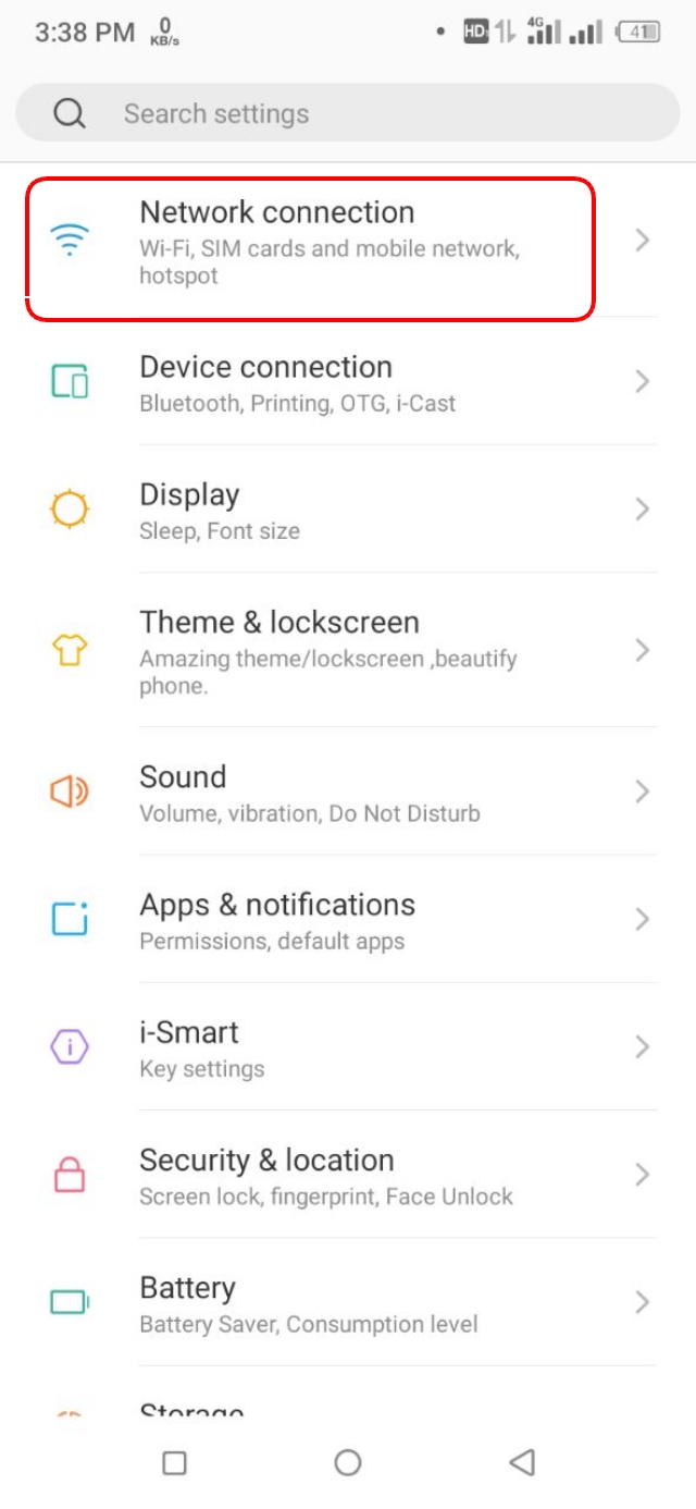 সেটিংস থেকে Connections অপশনে ক্লিক