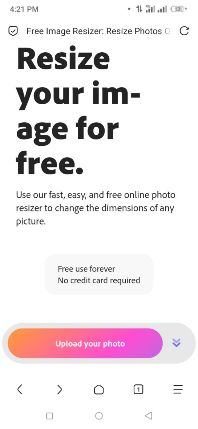 Adobe Express Image Resizer website