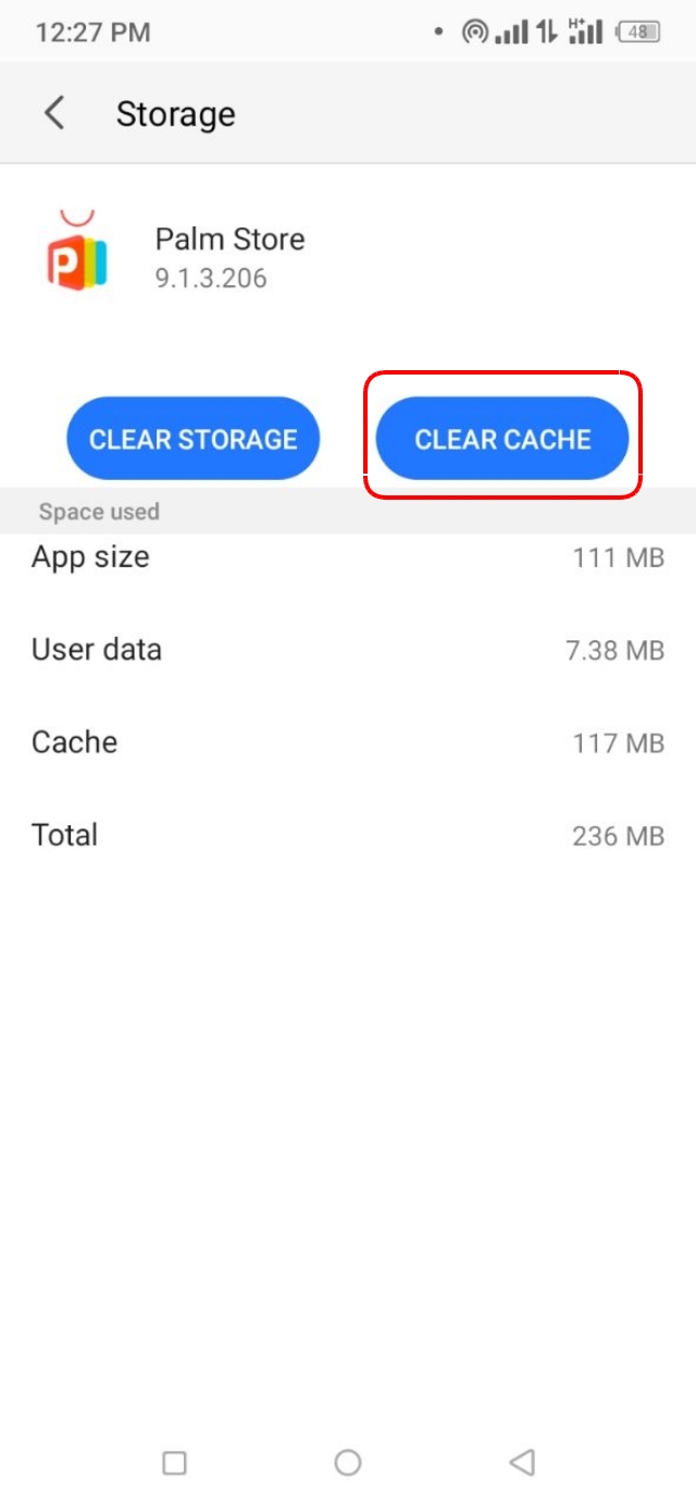 Clear Cache অপশনে ক্লিক করে ফোন মেমোরি ক্লিয়ার