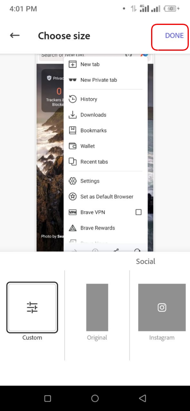 Done অপশনে ক্লিক করে ইমেইজ রিসাইজ করা শেষ করুন