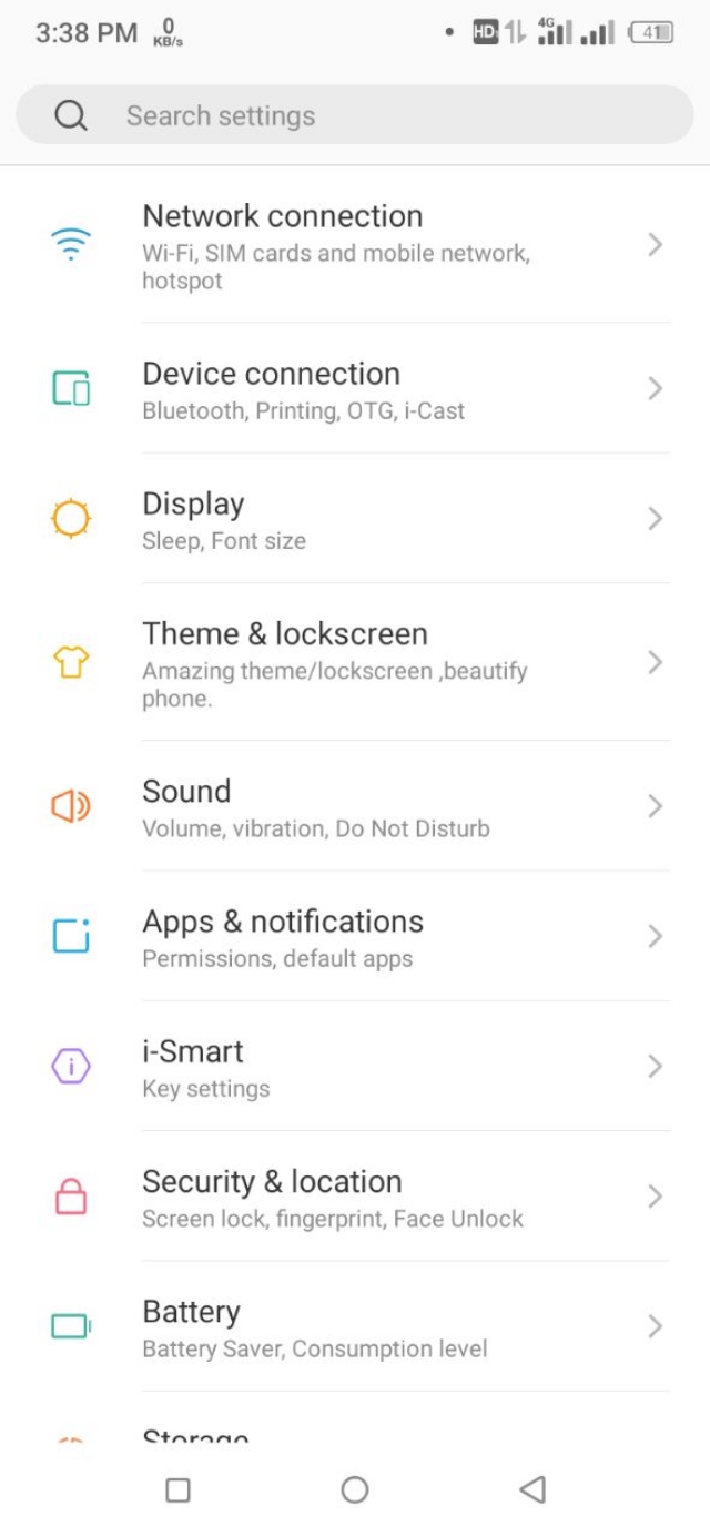 অ্যান্ড্রয়েড ফোনের Settings অ্যাপ ওপেন