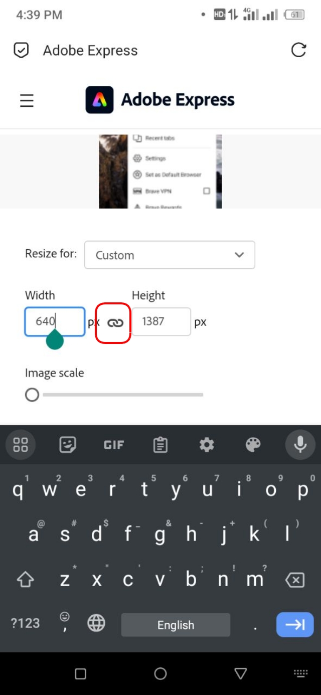 Aspect Ratio Lock থাকার অবস্থা
