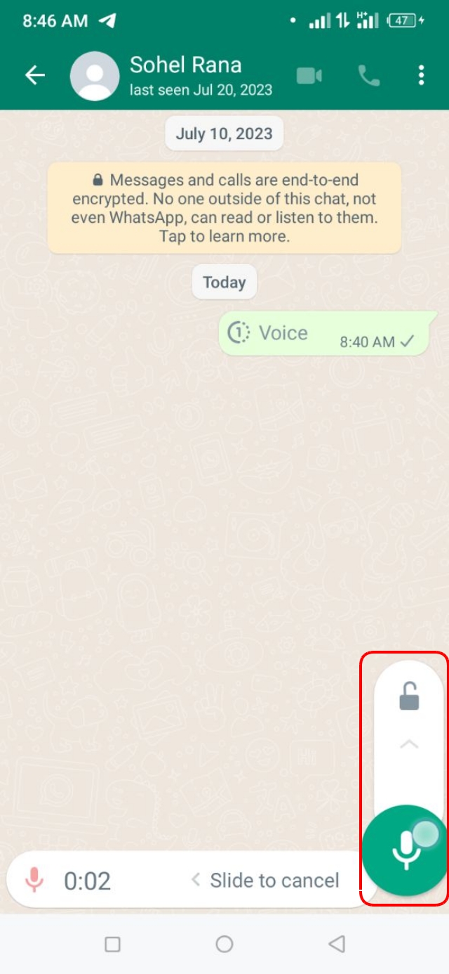 Whatsapp এ ভয়েস মেসেজ কনভারসেশন