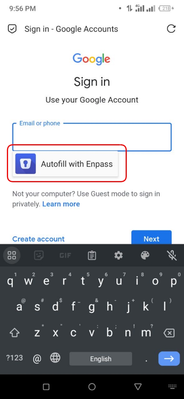 লগইন করার সময় পাসকি