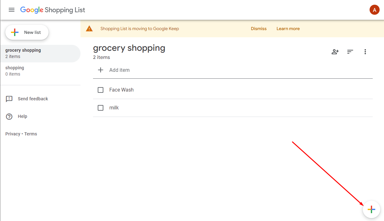 ওয়েব অ্যাপ ব্যবহার করে শপিং লিস্ট যুক্ত করা