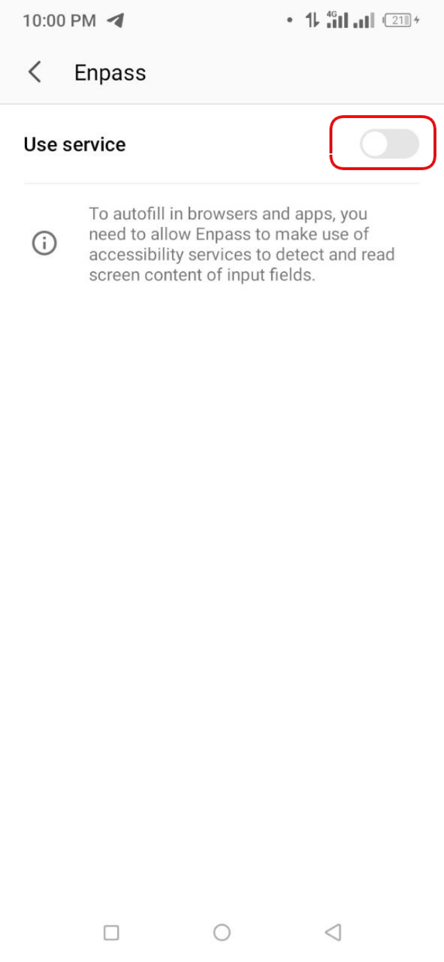 মোবাইলের Accessibility সেটিংস থেকে Enpass কে পারমিশন দিয়ে দিন