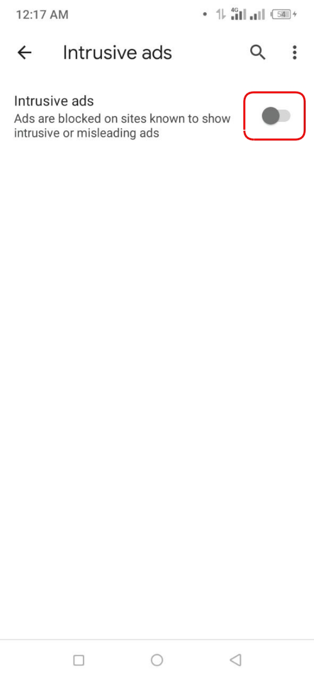 Intrusive ads অপশনটি চালু করে অ্যাড ব্লক করুন