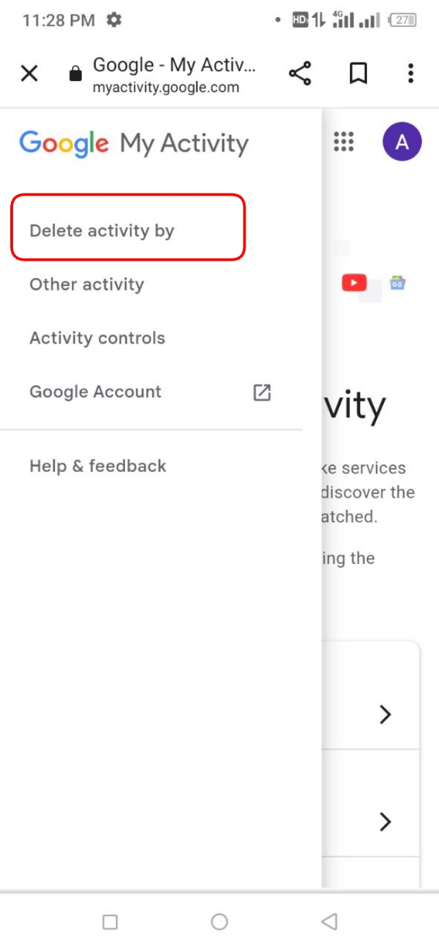 Menu থেকে "Delete activity by" অপশনে ক্লিক