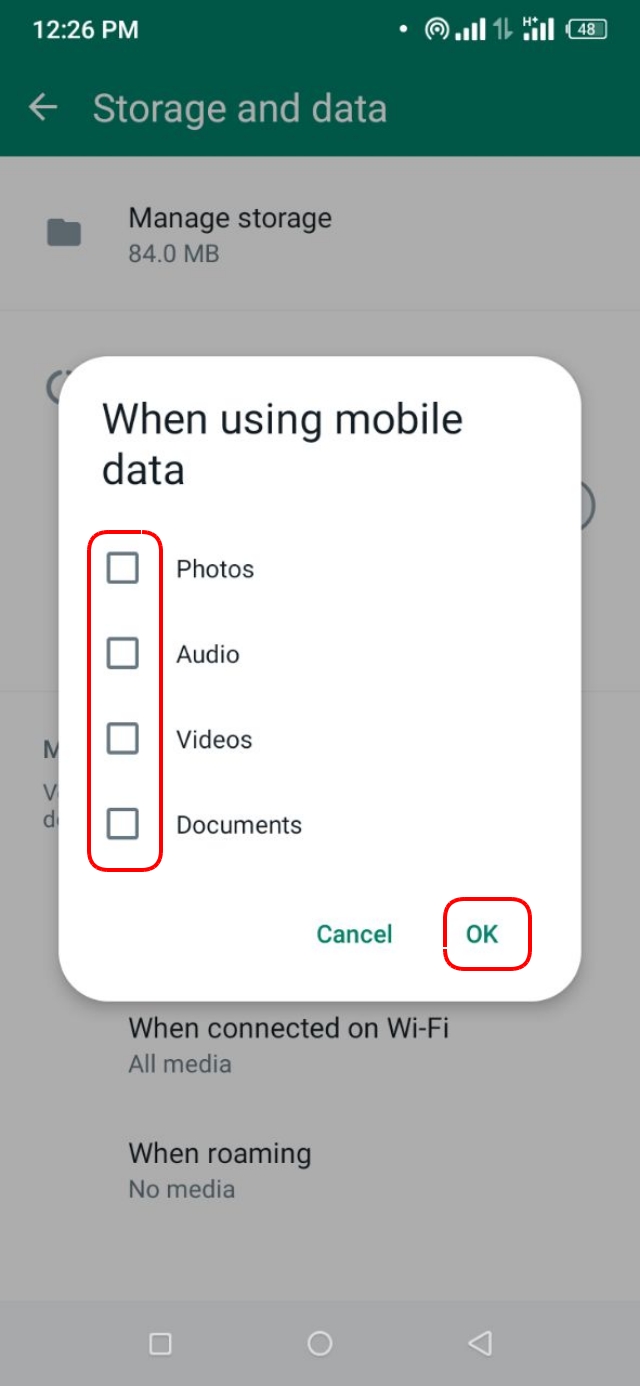 টো ডাউনলোড অপশন হিসেবে Photos, Video, Documents অপশন বন্ধ করুন