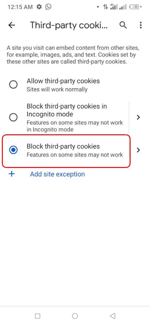 Block Third-party cookies