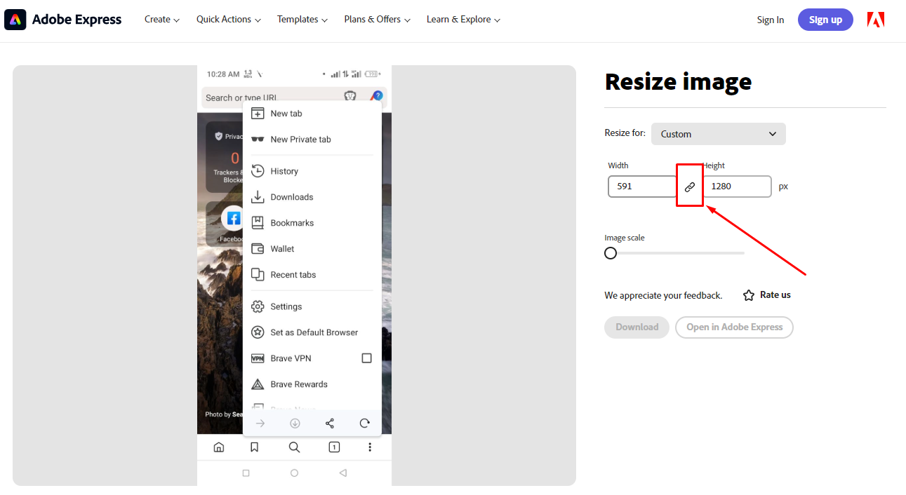 Aspect Ratio Lock থাকা অবস্থায়