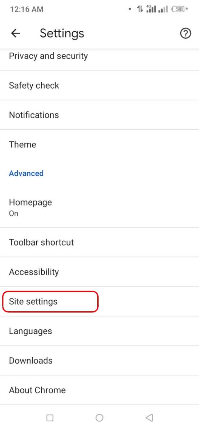 Site Settings অপশন