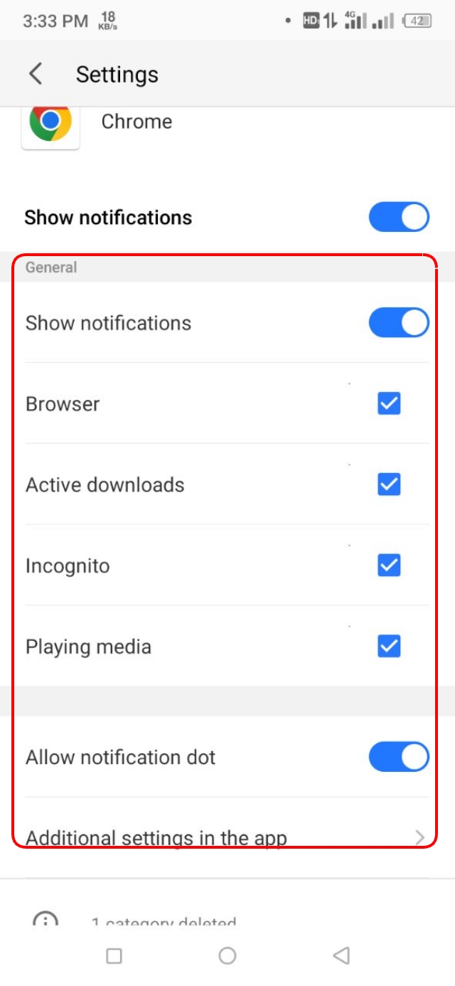গুগল ক্রোম ব্রাউজার থেকে আসা নিদিষ্ট ক্যাটাগরির নোটিফিকেশন বন্ধ করার অপশন