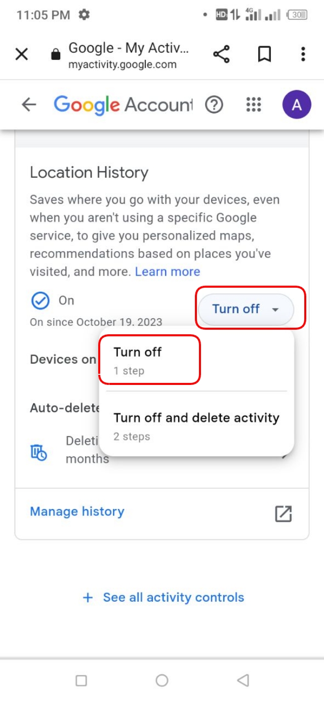 গুগল থেকে Location History বন্ধ করুন