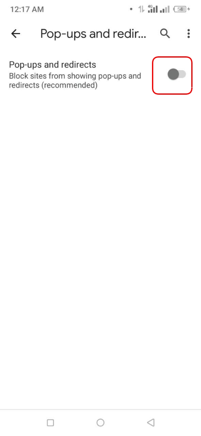 Pop-ups and redirects অপশনটি চালু করে দিন