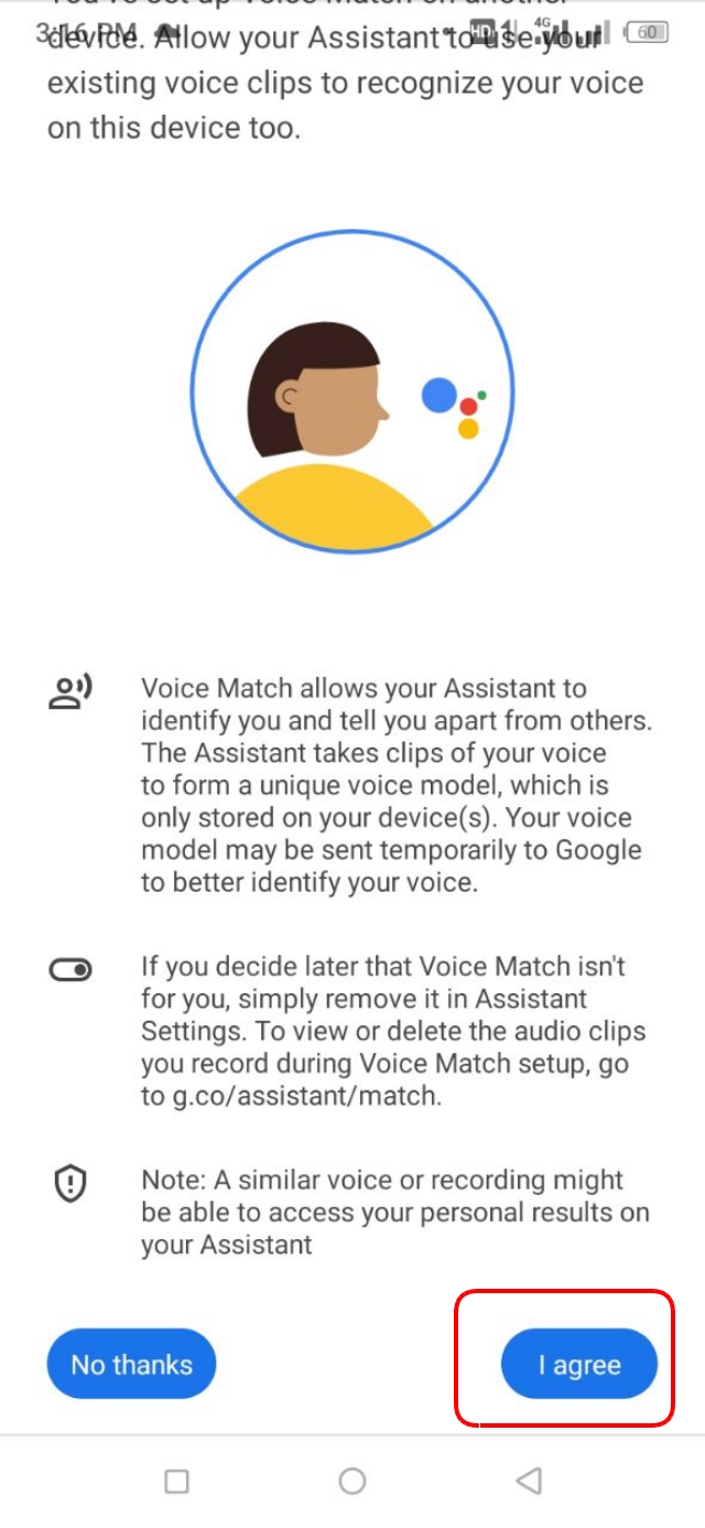 Google Assistant Agree