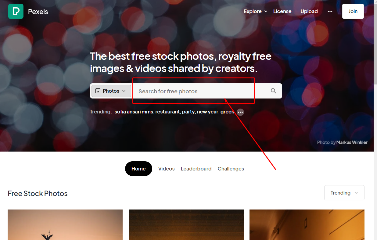 Pexels ওয়েবসাইট
