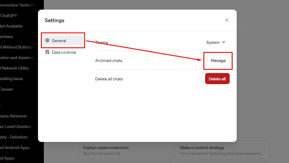 Manage এ ক্লিক করে Archive Chat অপশনে ক্লিক