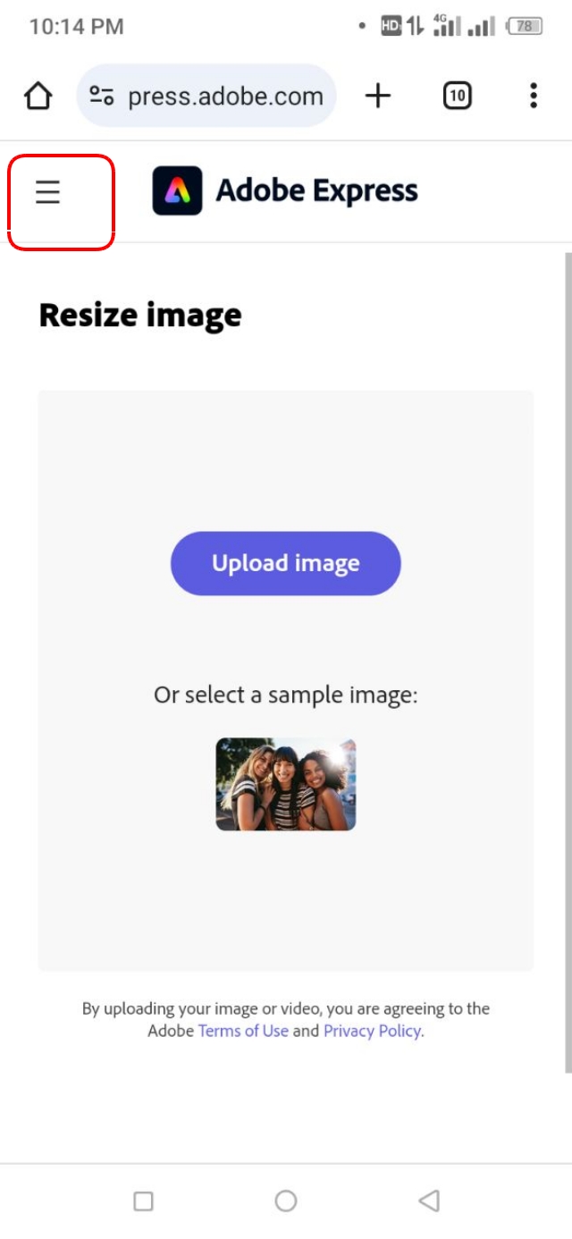 Menu অপশনে ক্লিক
