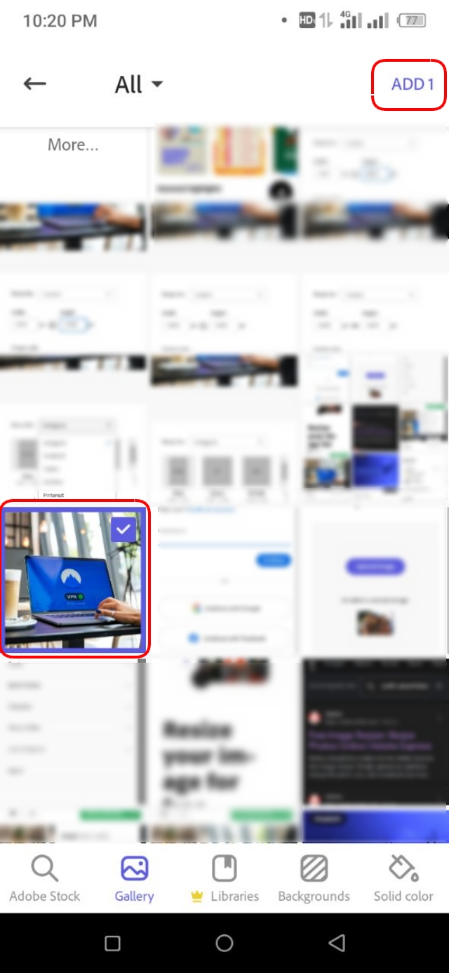 থাম্বনেইল ইমেজ সিলেক্ট করুন এবং উপরের Add অপশনে ক্লিক করুন