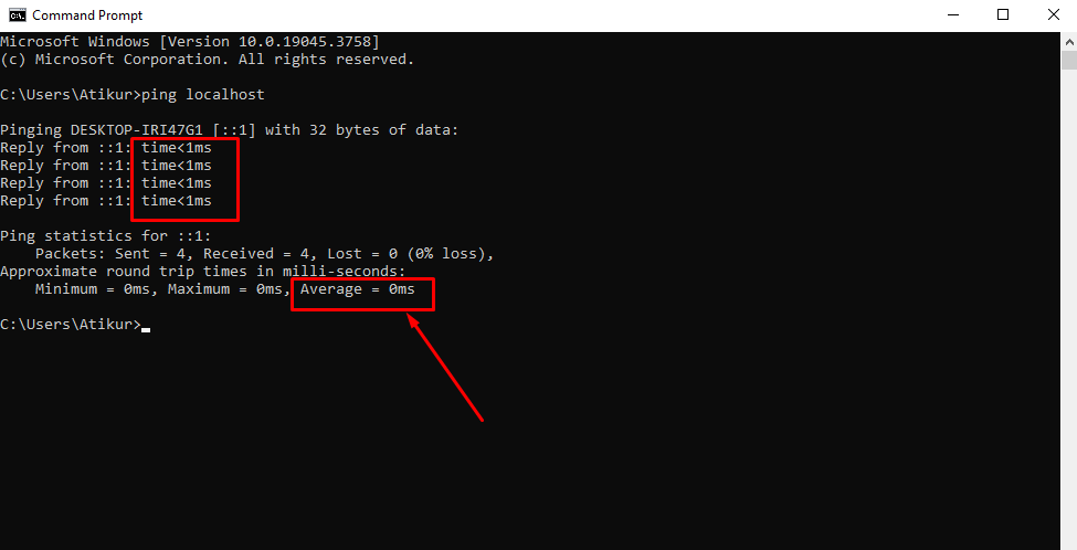 লোকাল কম্পিউটারে পিং